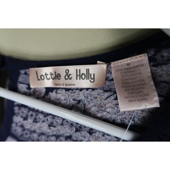 Band Of Gypsies Lottie & Holly Floral Romper Floral Blue Purple Boho Med NWOT - Picture 7 of 8